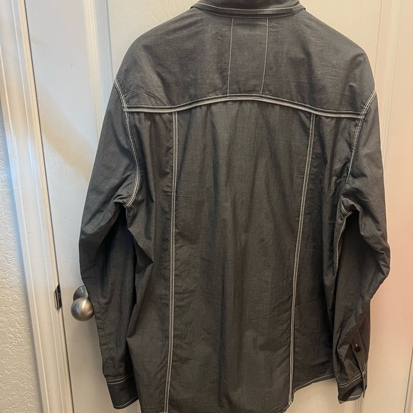 🔥 BKE Gray Denim Western Button Up Shirt XL Long Sleeve Casual Work Cowboy Rodeo - Picture 2 of 7